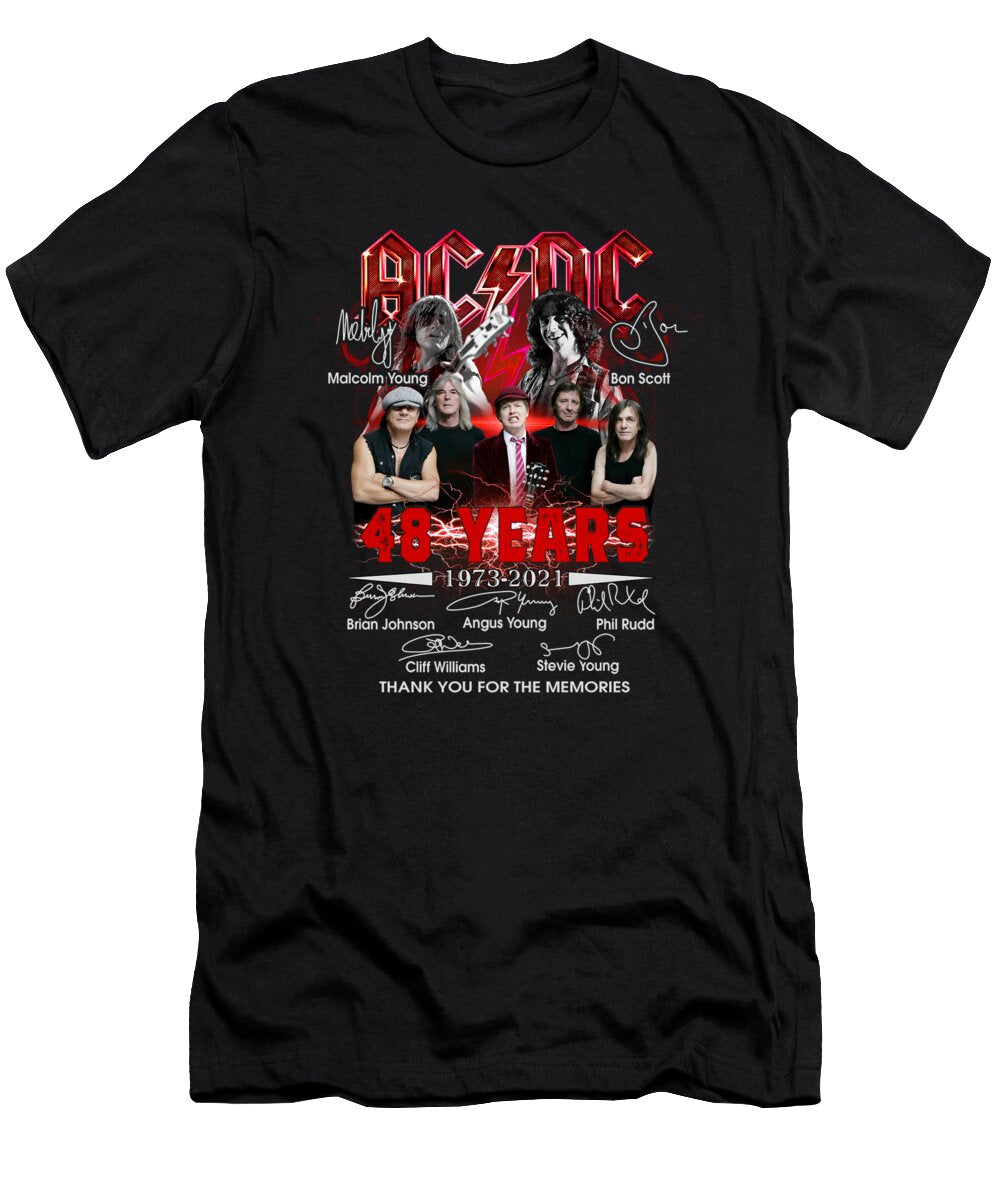 Ac DC 48 Years 1973 2021 Thank You for the Memories Member Signatures Th T-Shirt