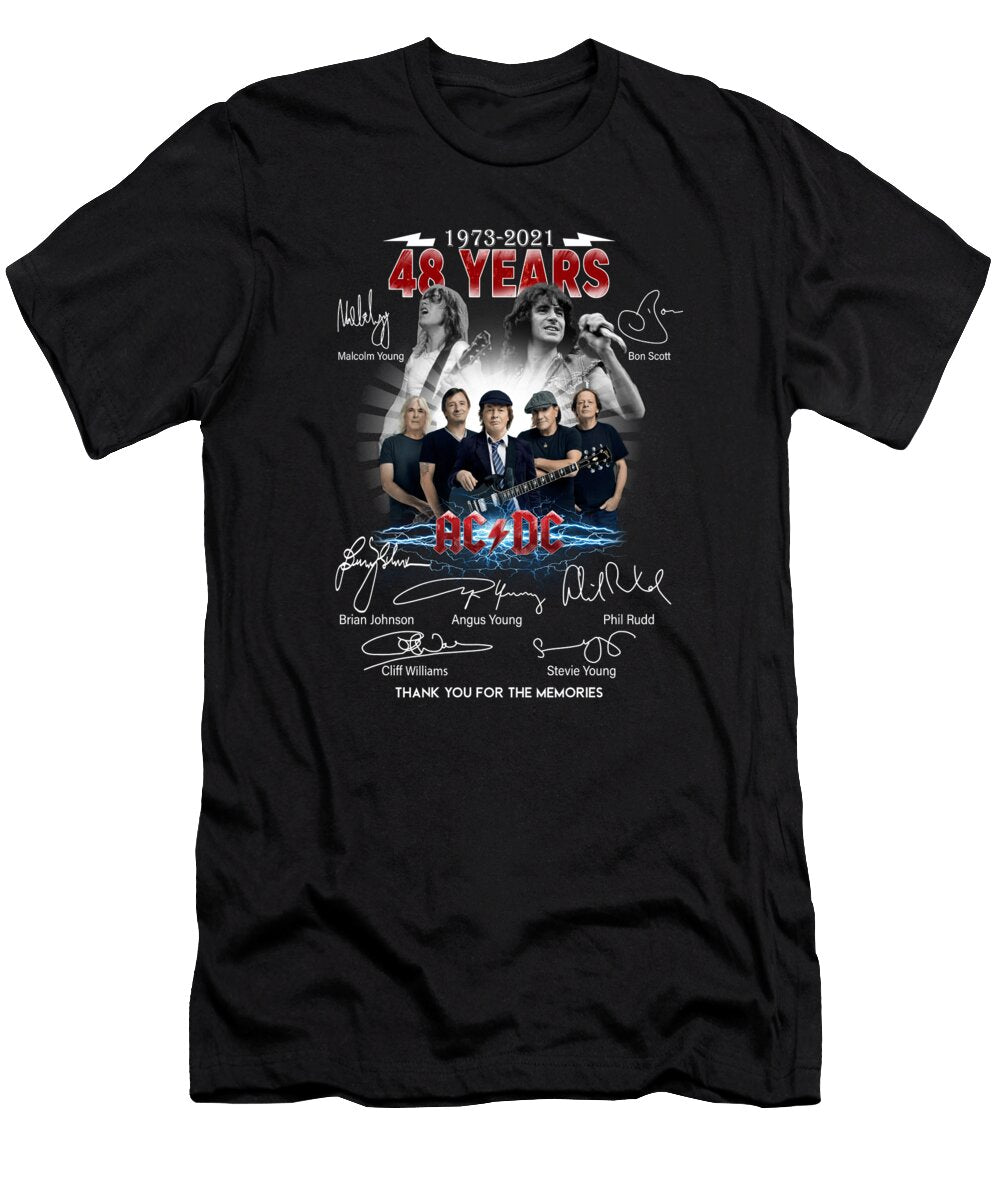 Ac DC 48 Years 1973 2021 Thank You for the Memories Signatures Th T-Shirt