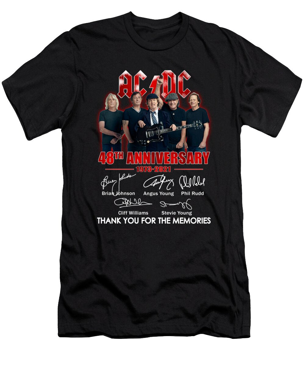 Ac DC 48th Anniversary 1973 2021 Thank You for the Memories Signatures Th T-Shirt