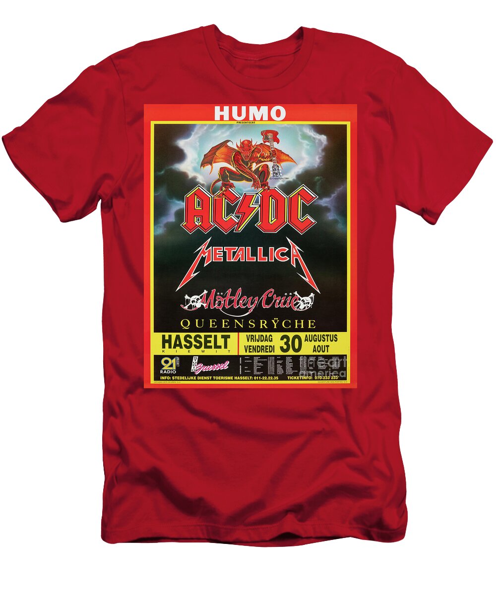 Ac DC Metallica Motley Crue European Tour 1991 Pulp Poster T-Shirt