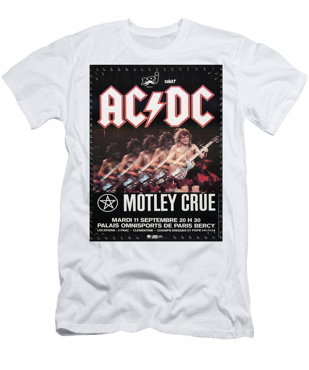 Ac DC Motley Crue 1984 Paris France Concert Poster Pulp Poster T-Shirt