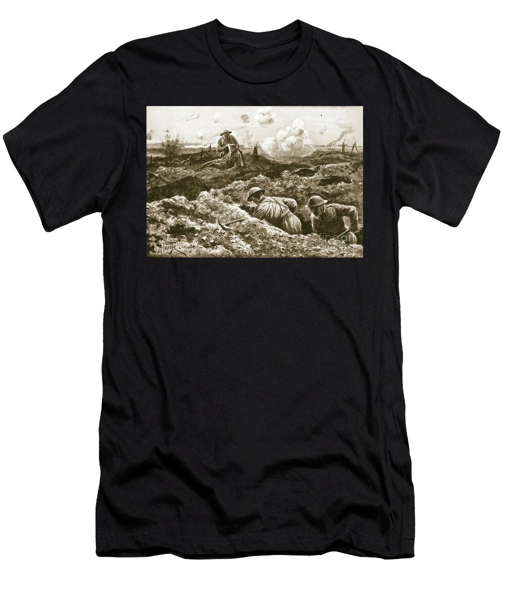 Acting Sergeant J Erskine Bandaging His Wounded Officer While Being Repeatedly Fired At Alfred Pearse T-Shirt