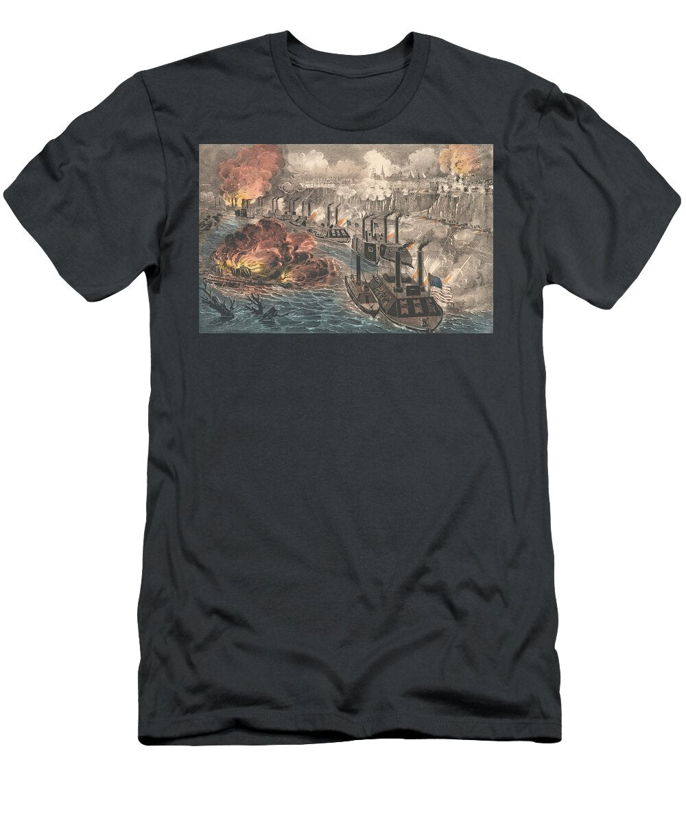 Admiral Porters Fleet Running the Rebel Blockade of the Mississippi At Vicksburg the Luxury Art Collection T-Shirt