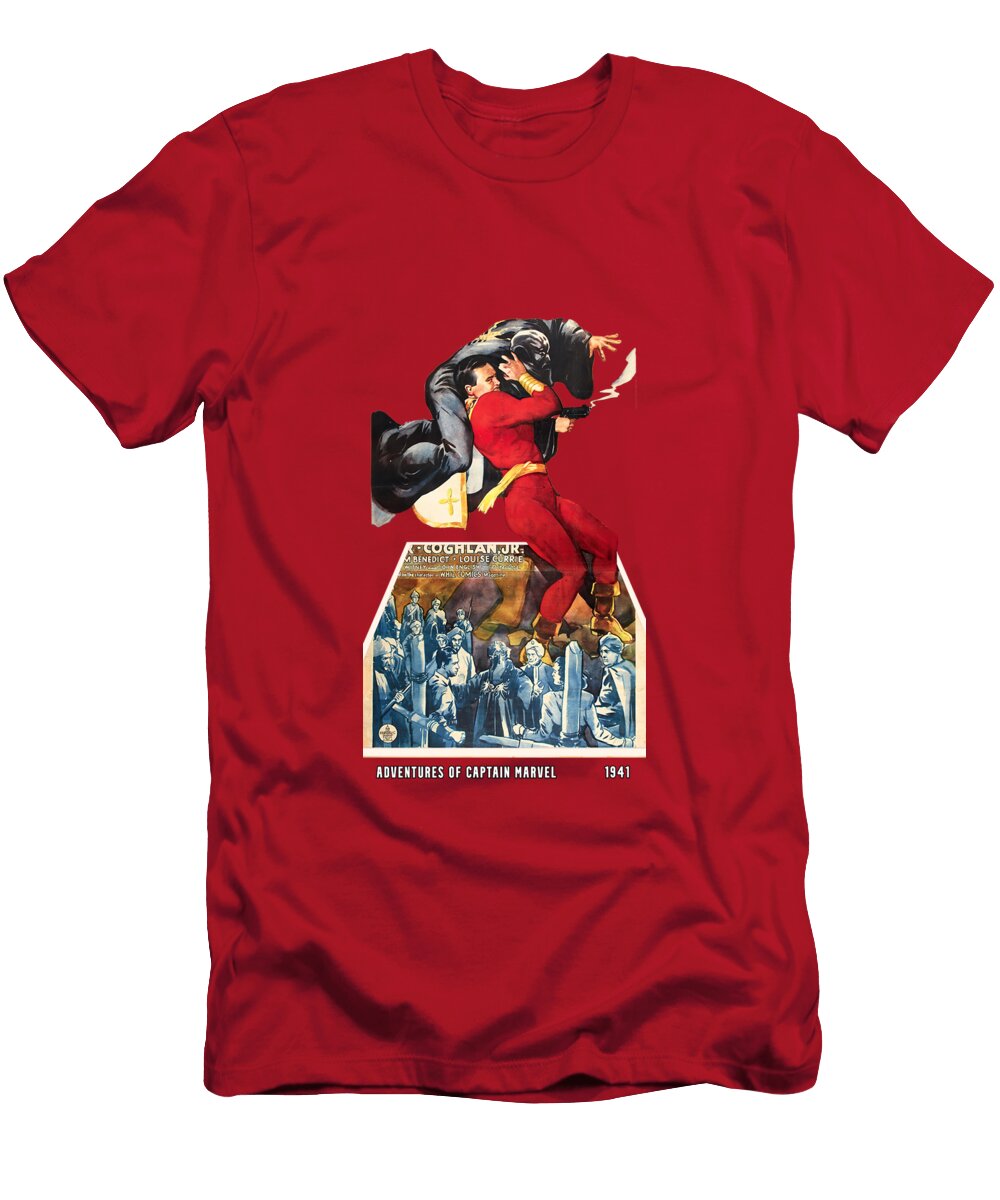 Adventures of Captain Marvel 1941 3d Movie Poster Stars on Art T-Shirt