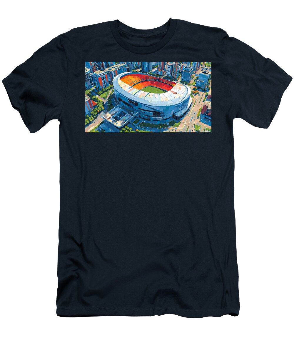 Aerial View of Edmonton Oilers Rogers Place May Chaney T-Shirt