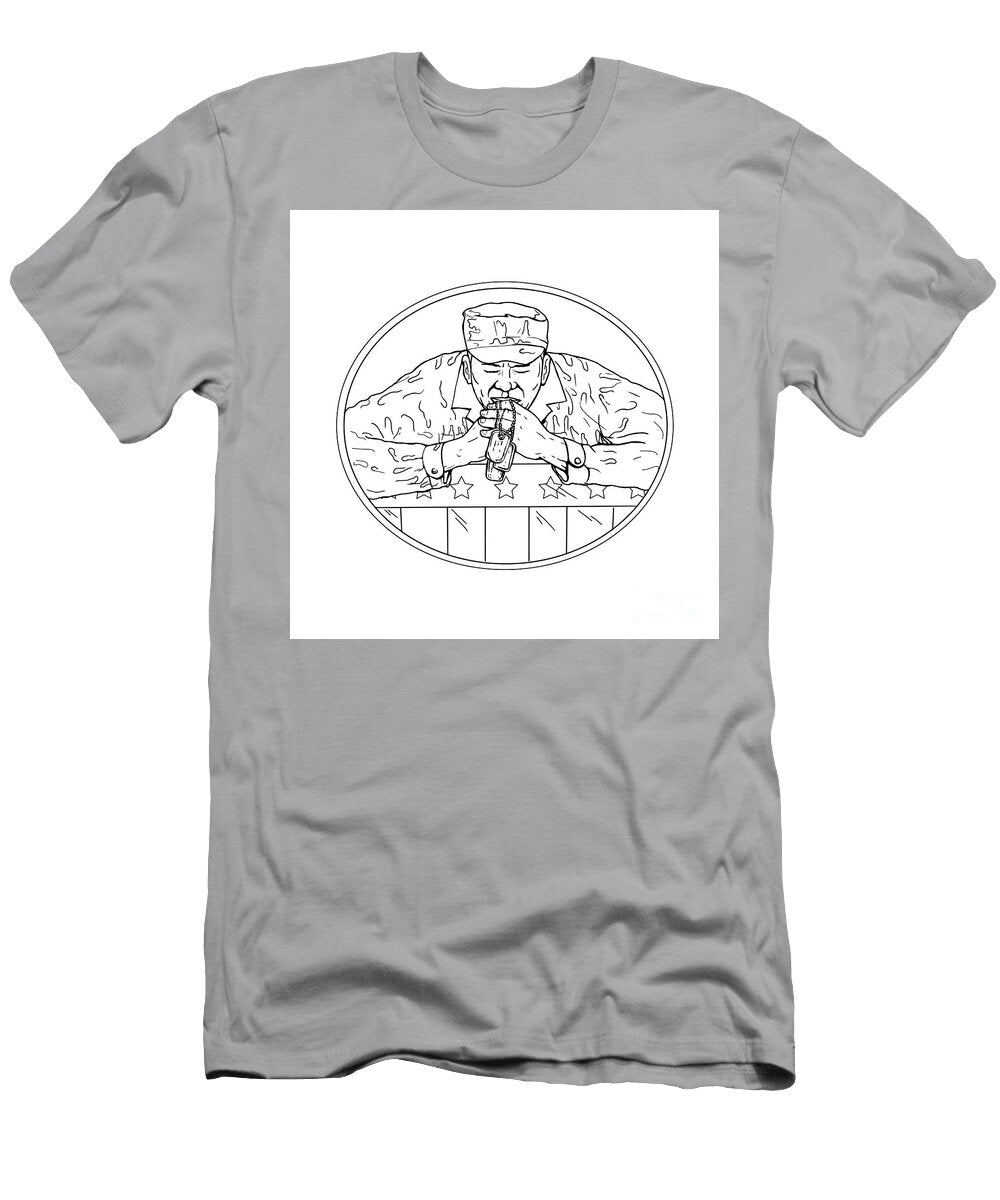 African American Soldier Praying Drawing Aloysius Patrimonio T-Shirt
