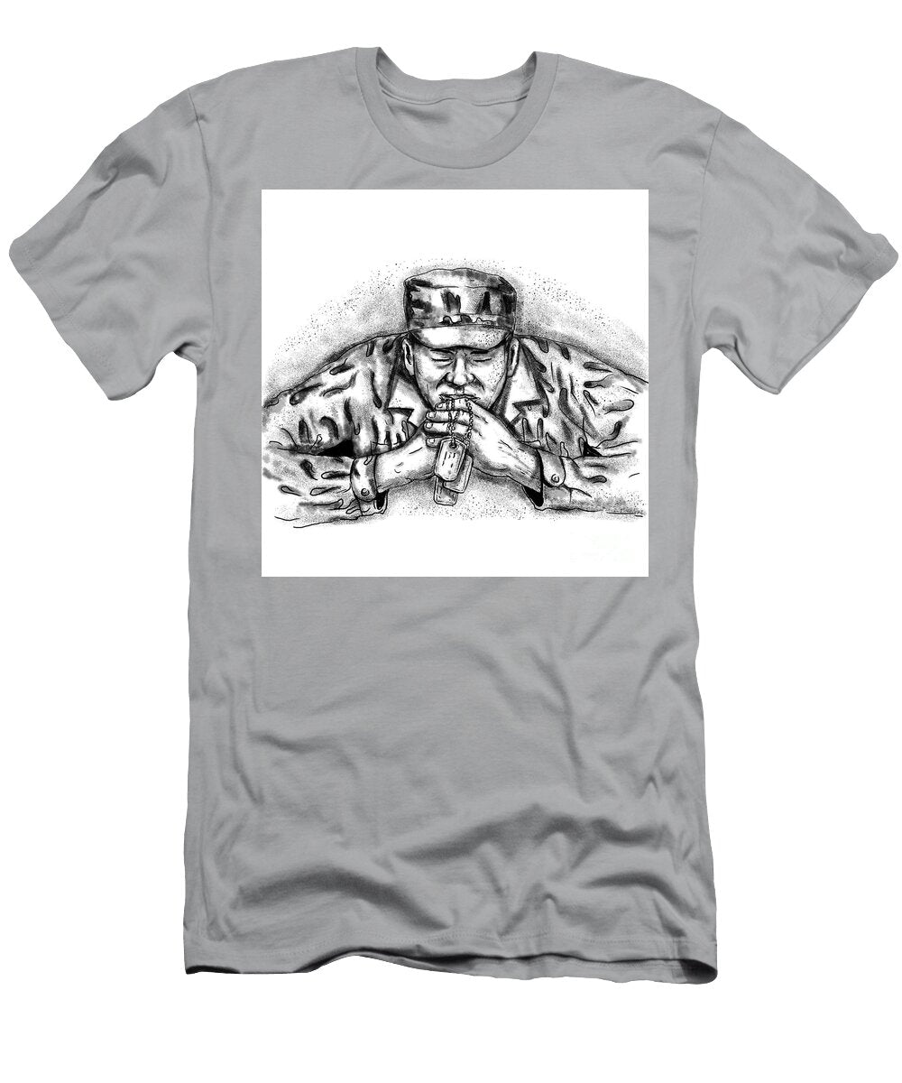 African American Soldier Praying Tattoo Aloysius Patrimonio T-Shirt