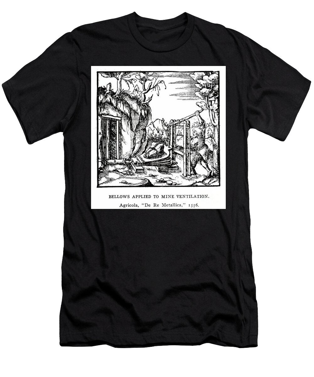 Agricola De Re Metallica Bellows Applied to Mine Ventilation Ap2 Historic Illustrations T-Shirt