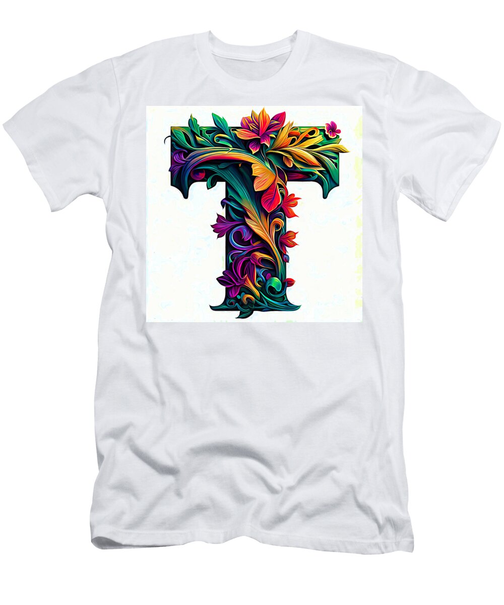 Ai Art Floral Franciscan Tau Abstract Expressionism Rose Santuci Sofranko T-Shirt