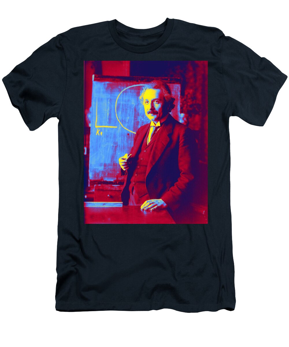 Albert Einstein 1921 Vienna Lecture Neon Art By Ahmet Asar Ahmet Asar T-Shirt