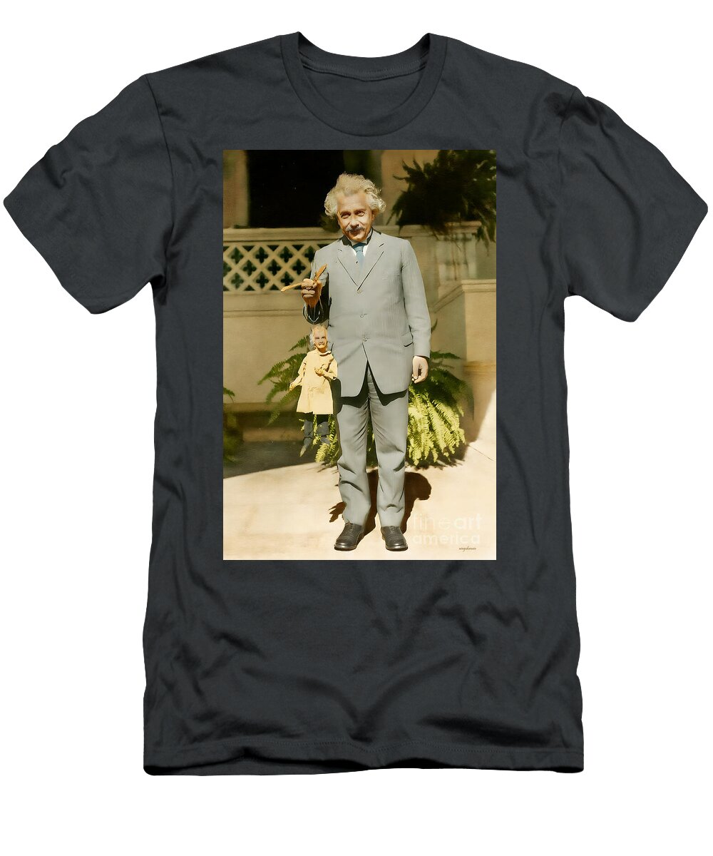 Albert Einstein and Puppet Colorized Restored and Enhanced 20260123 Wingsdomain Art and Photography T-Shirt
