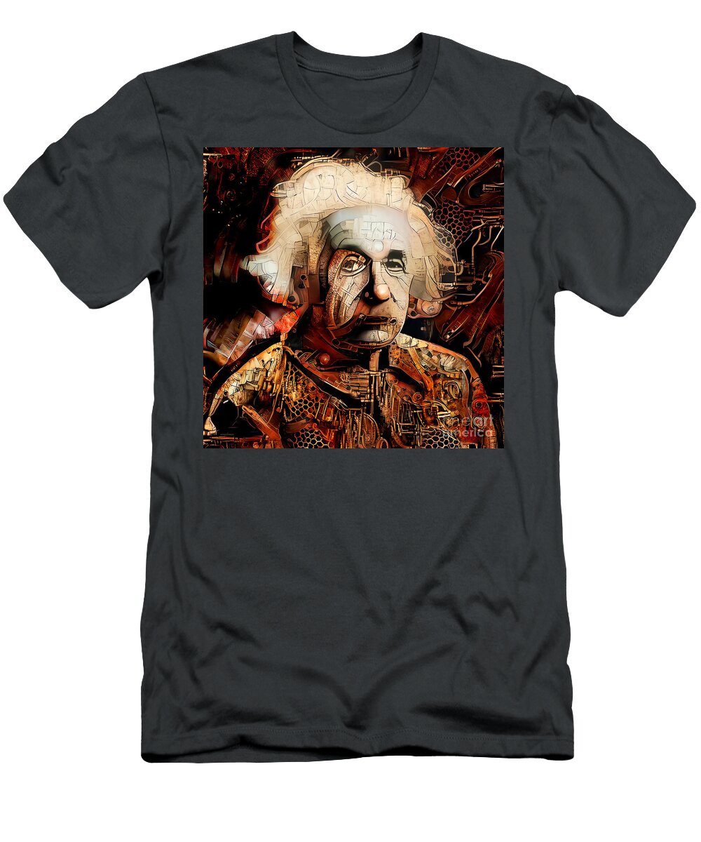 Albert Einstein Time Machine 20210215 Square Wingsdomain Art and Photography T-Shirt