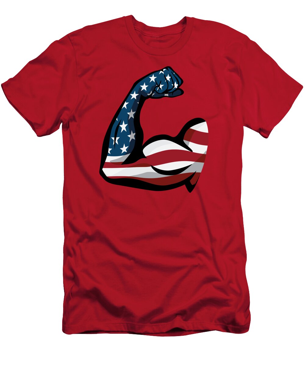 American Pride USA Flag Arm Flex Jeff Hobrath T-Shirt