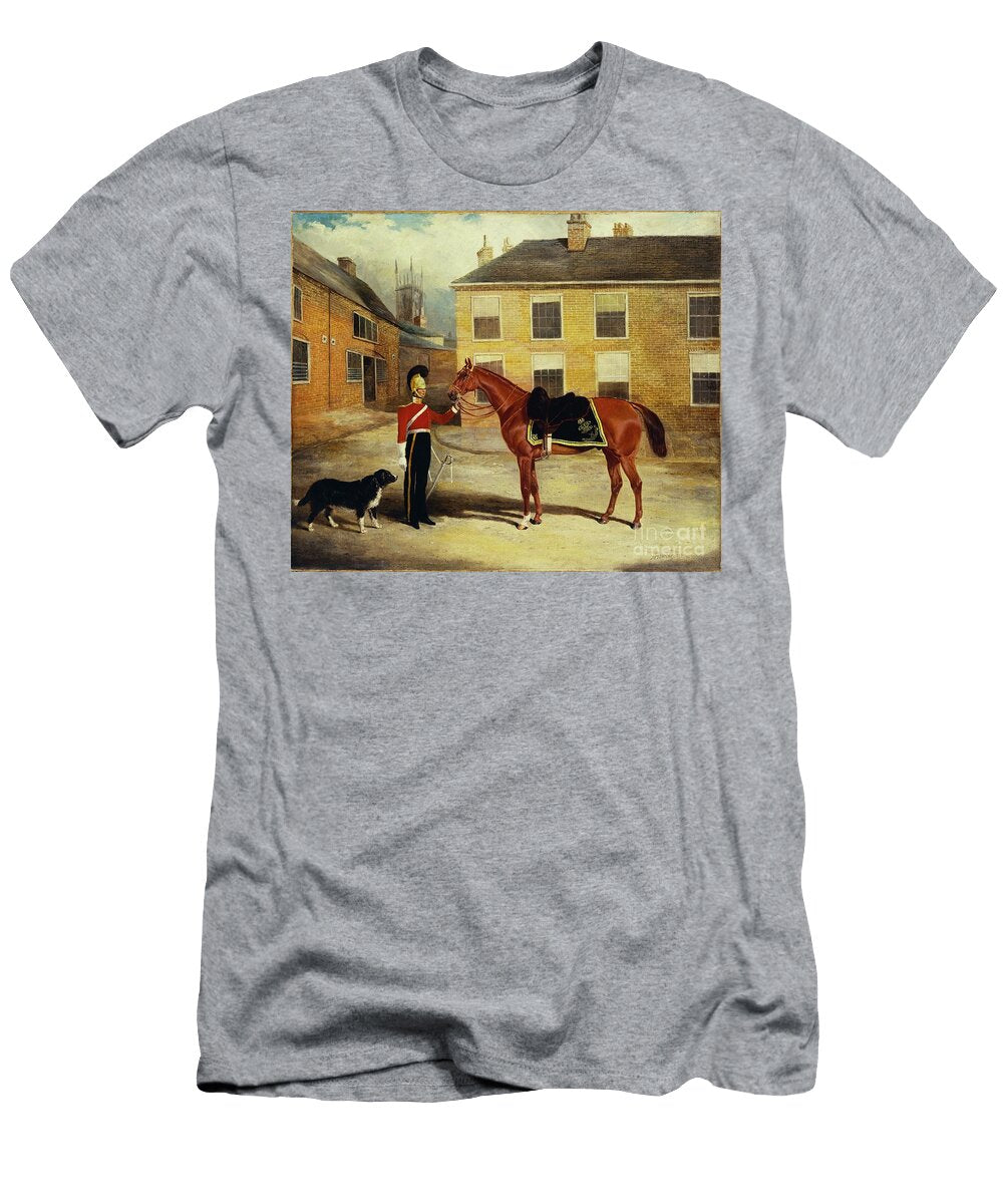 An Officer of the Dragoon Guards Caribineers with His Mount in the Barracks Stable Yard 1839 John Frederick Herring Snr T-Shirt