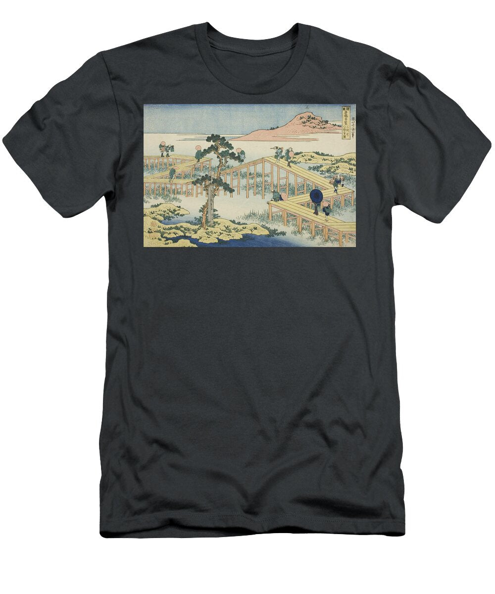 Ancient View of the Eight Planked Bridge in Mikawa Province Katsushika Hokusai T-Shirt