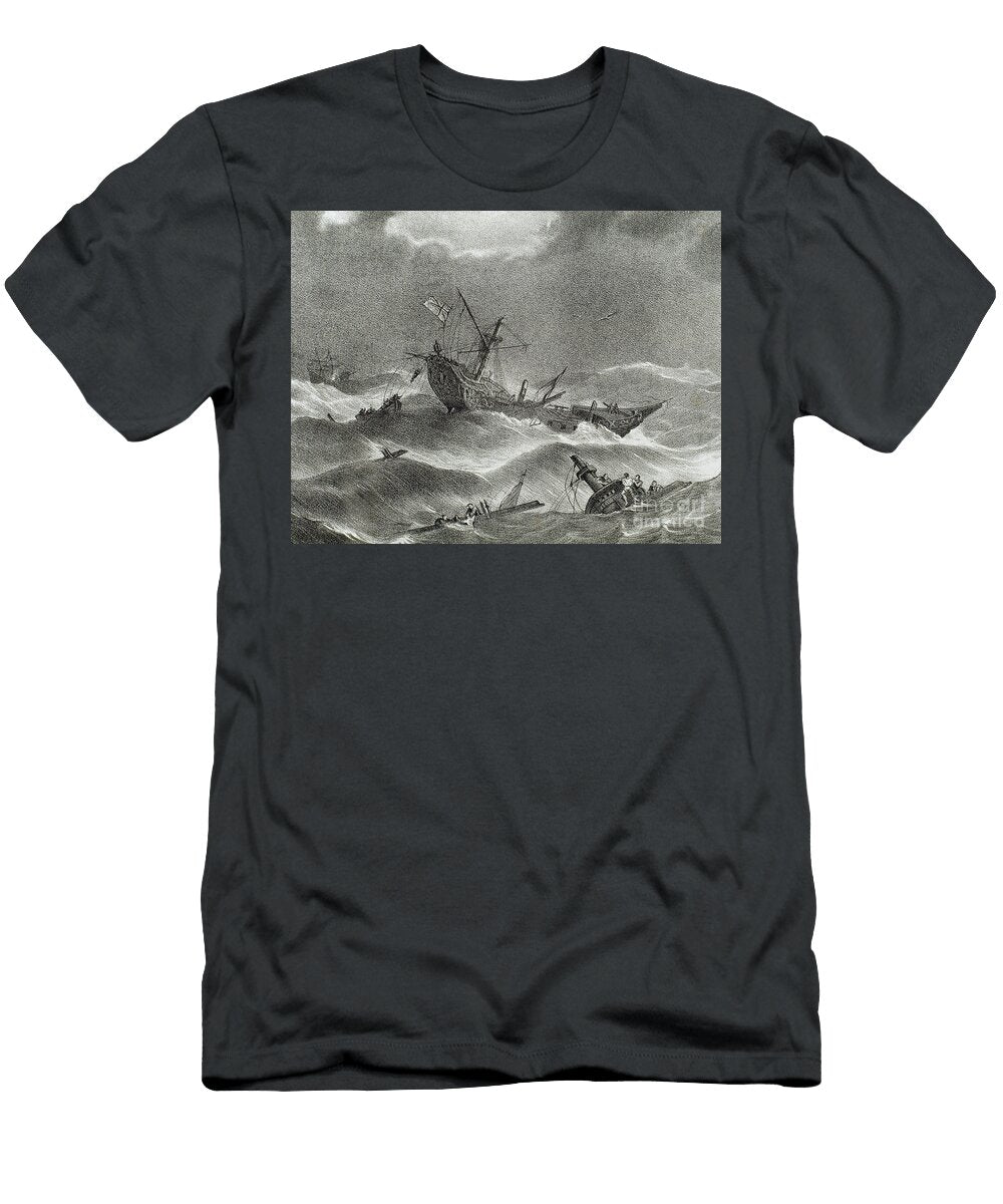 Anglo Spanish War 1585 1604 Battle Near Azores Unknown Artist T-Shirt