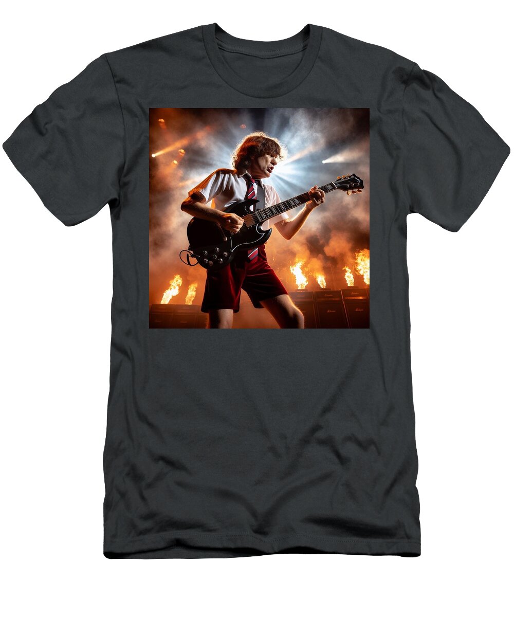 Angus Young Ac DC More Fire Bill Owen T-Shirt
