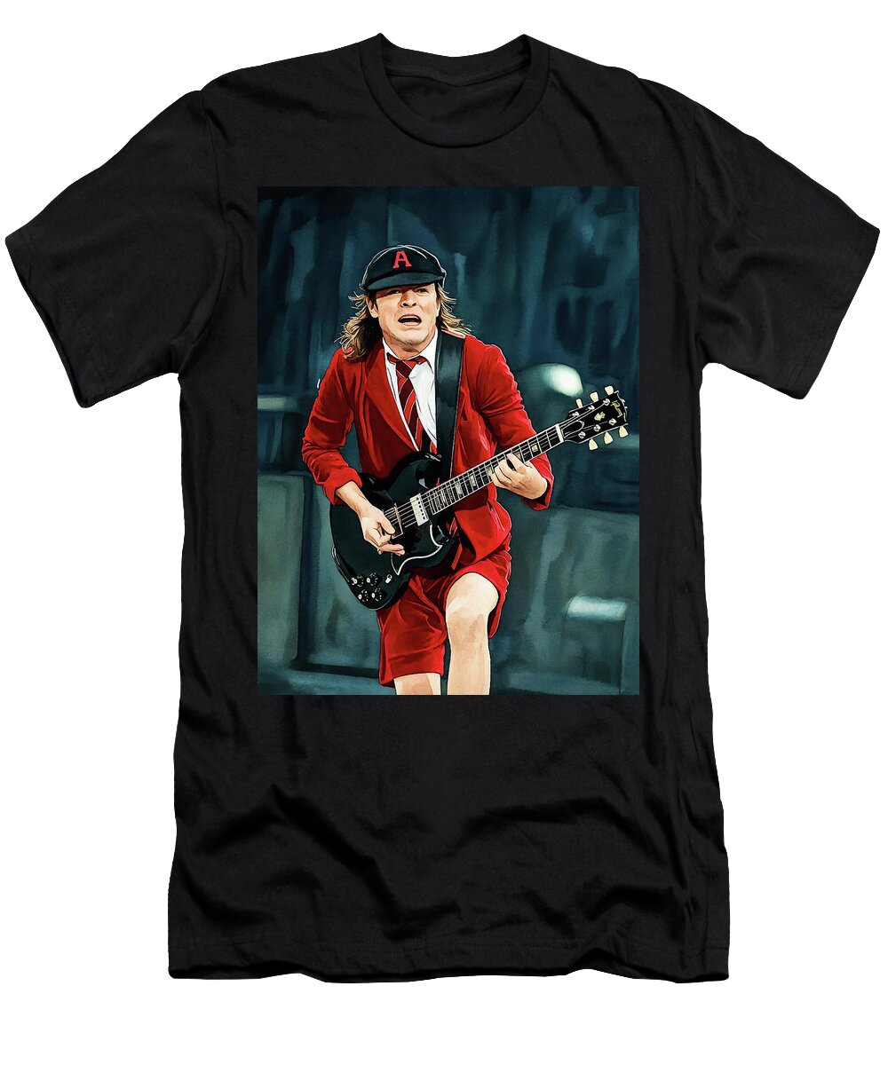 Angus Young in Red John Farr T-Shirt