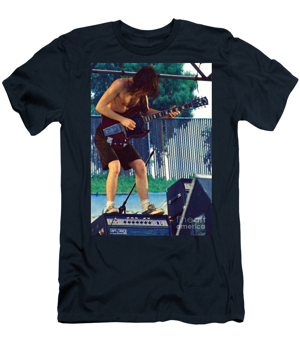 Angus Young of a C D C At Day on the Green Monsters of Rock Daniel Larsen T-Shirt