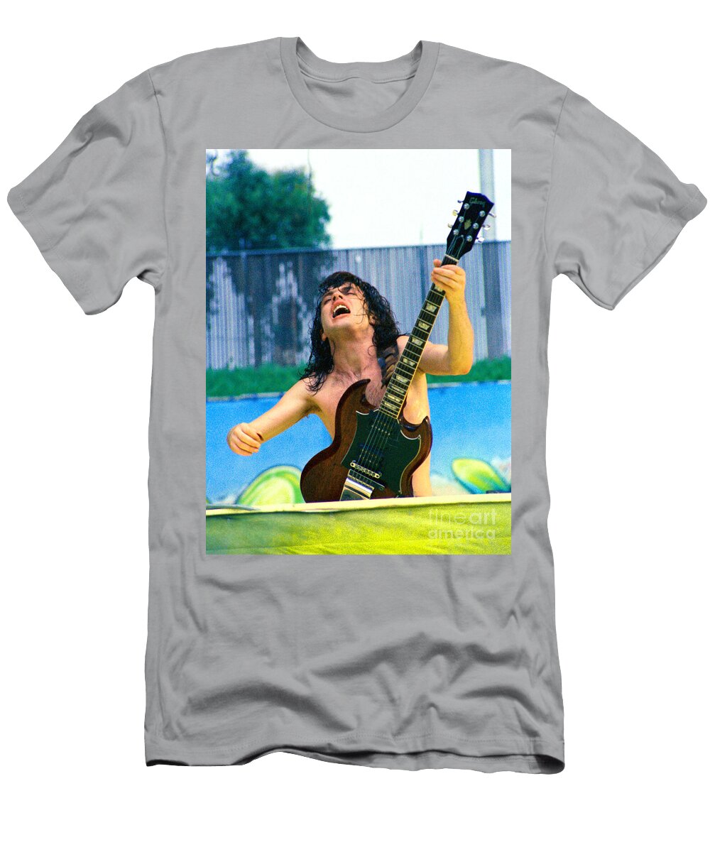 Angus Young of a C D C At Day on the Green Monsters of Rock July 1979 Daniel Larsen T-Shirt