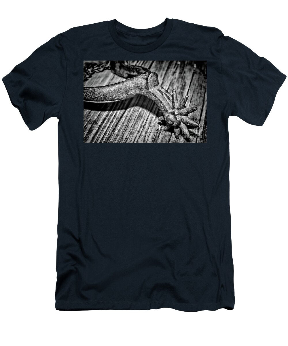 Antique Cowboy Spur on Wood in Black and White Paul Ward T-Shirt