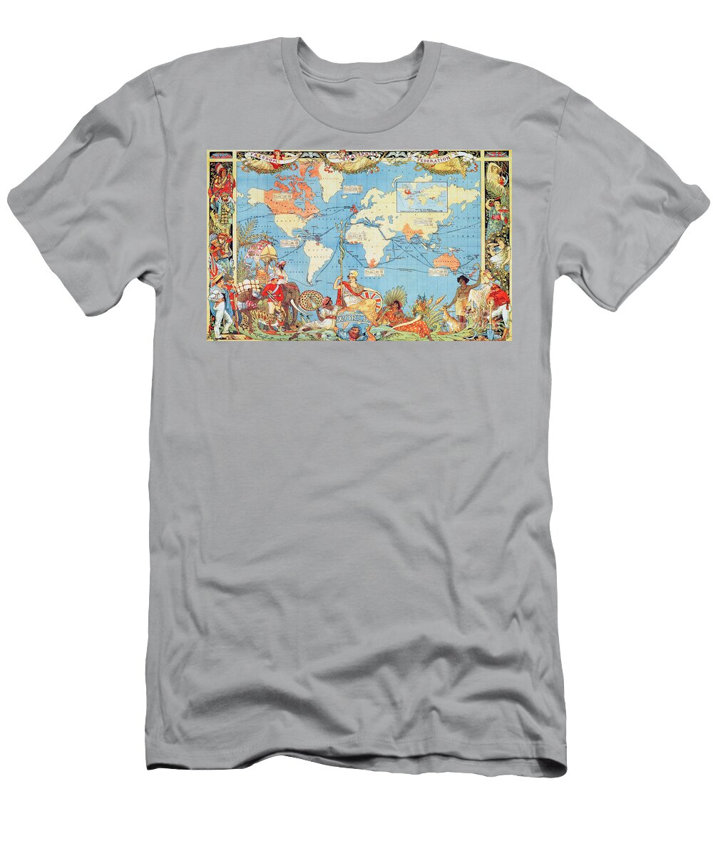 Antique Illustrated Map of the World Anonymous T-Shirt
