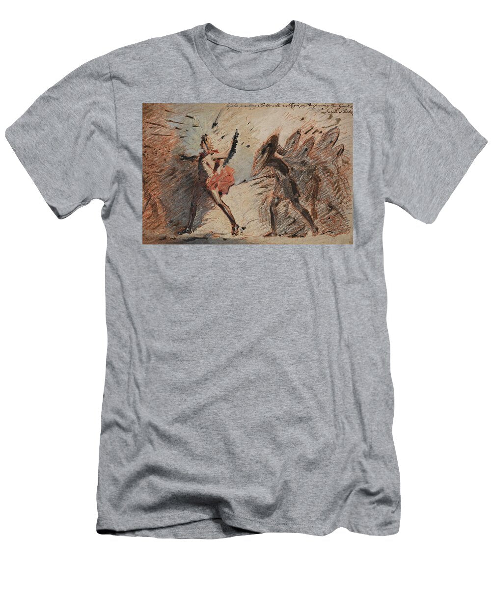 Apollo Preceding Hector with His Aegis and Dispersing the Greeks Fuselis Lectures John Flaxman T-Shirt