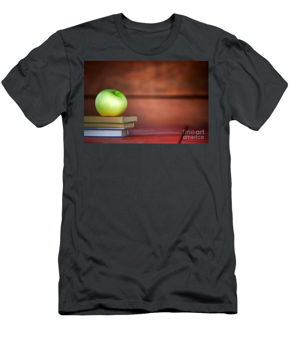 Apple on Pile of Books Michal Bednarek T-Shirt