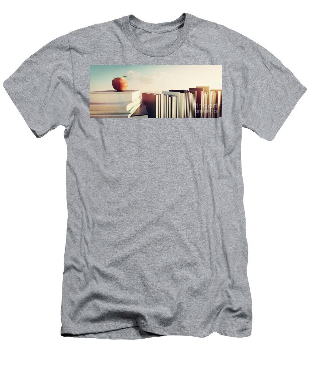 Apple on Stack of Books Education Science and Reading Concept Michal Bednarek T-Shirt