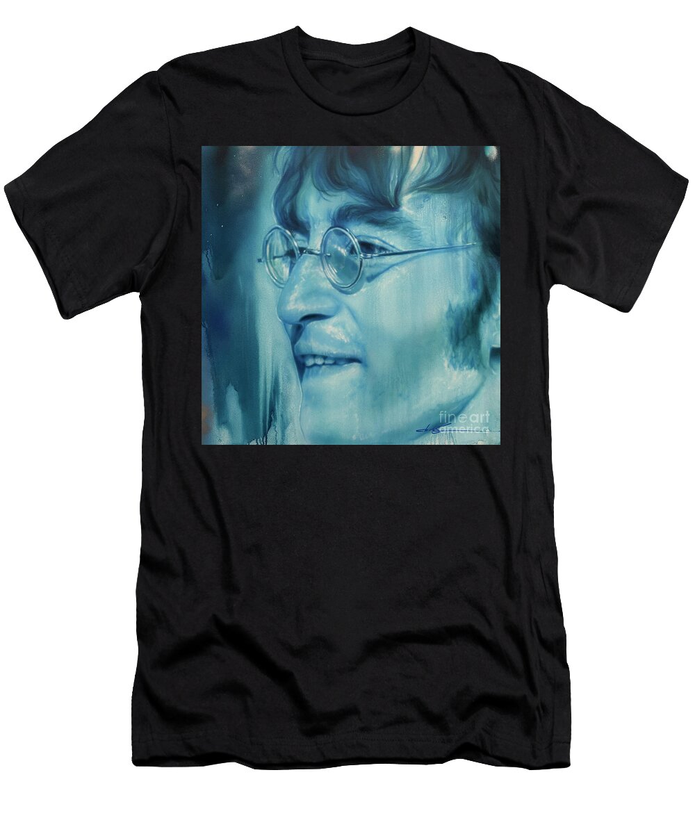 Aquamarine Lennon Original Painting of John Lennon Christian Chapman Art T-Shirt