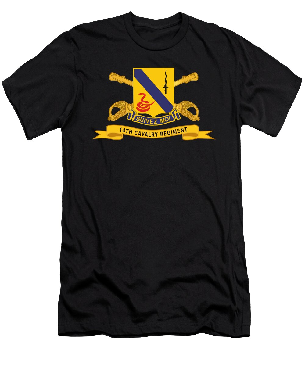 Army 14th Cavalry Regiment W Br Ribbon Tom Adkins T-Shirt