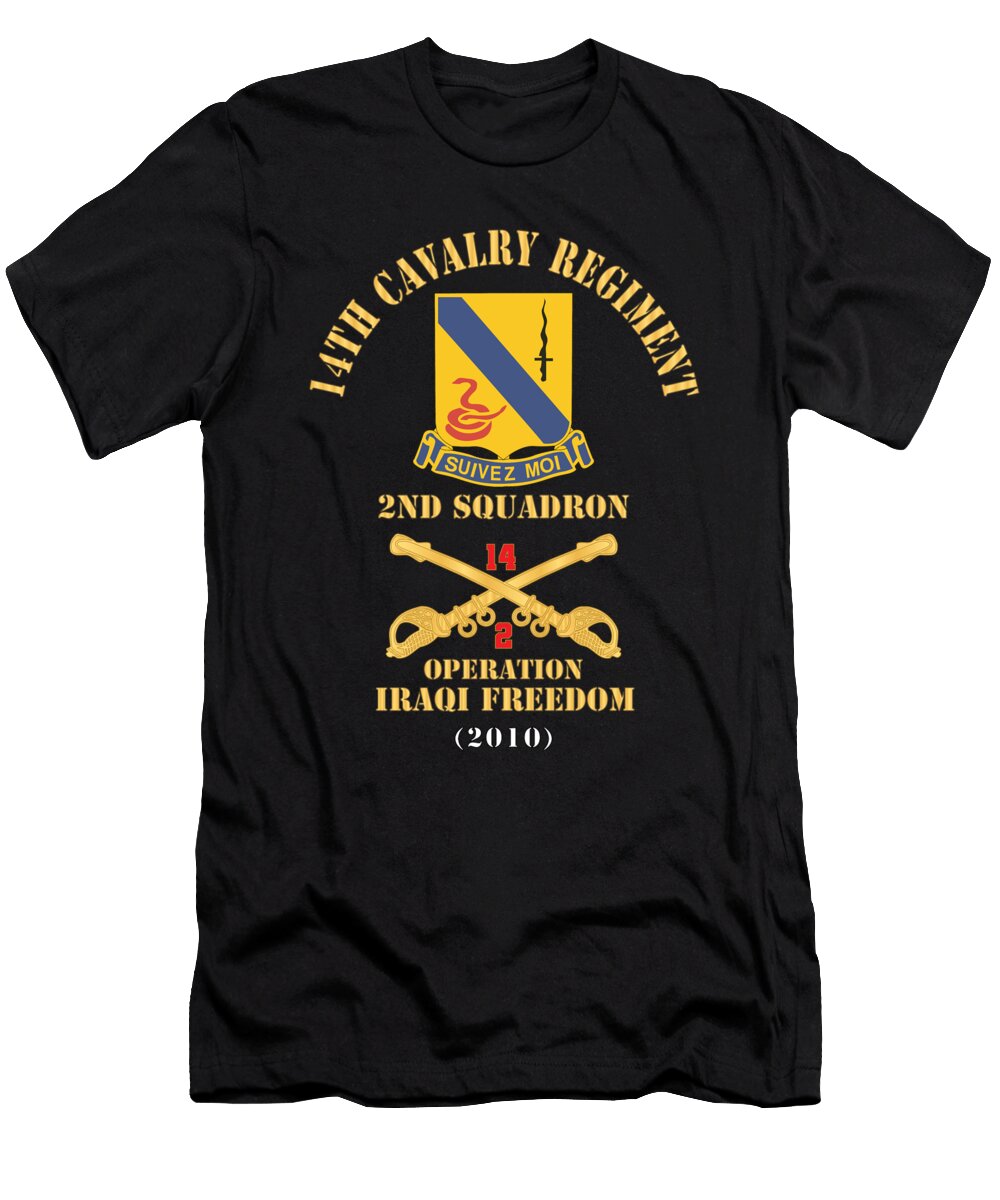 Army 14th Cavalry Regiment W Cav Br 2nd Squadron Operation Iraqi Freedom 2010 Red Txt X 30 Tom Adkins T-Shirt