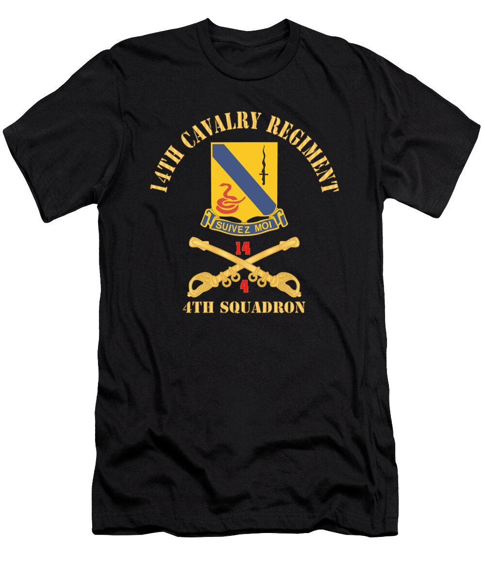 Army 14th Cavalry Regiment W Cav Br 4th Squadron Red Txt X 300 Tom Adkins T-Shirt