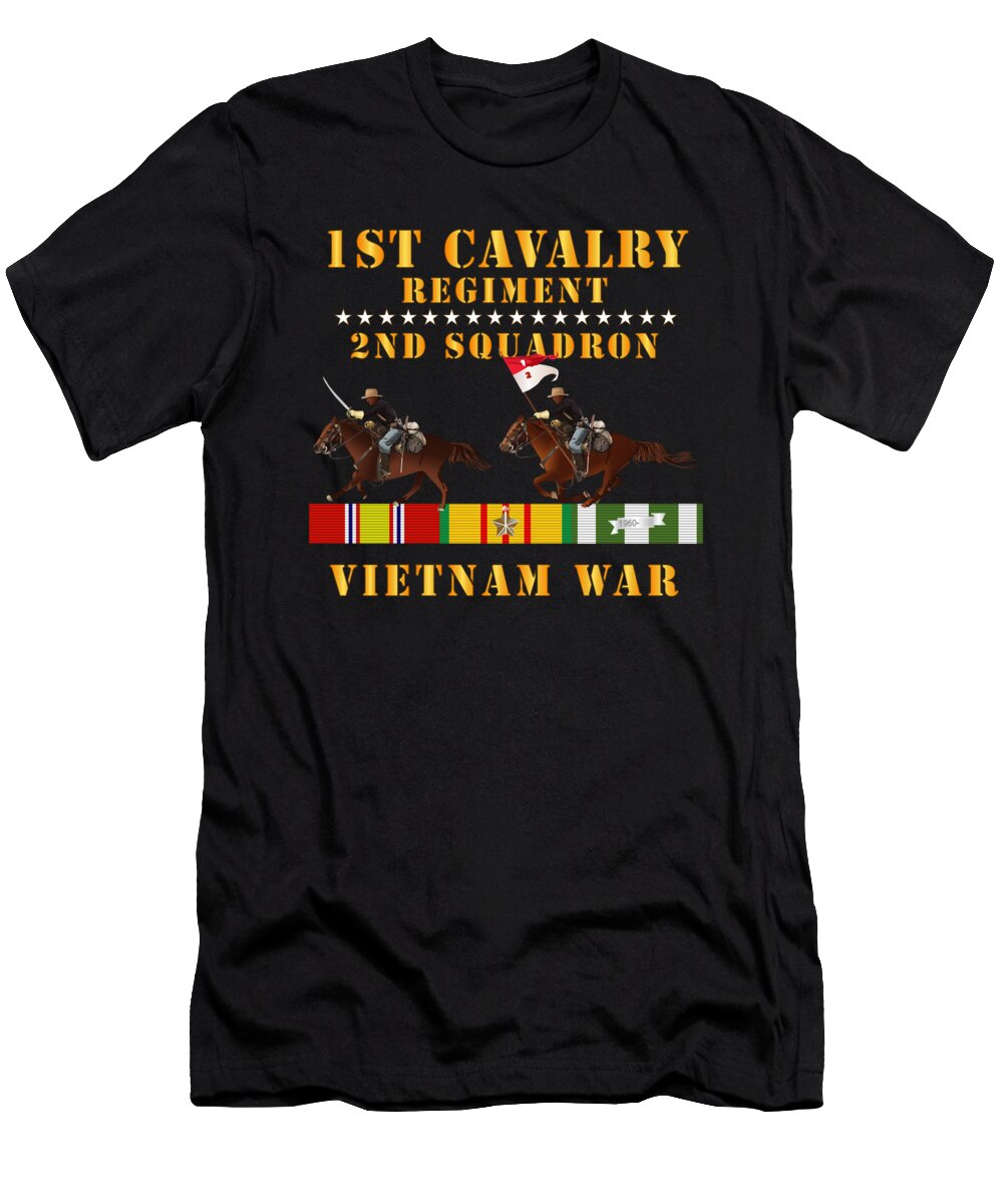 Army 2nd Squadron 1st Cavalry Regiment Vietnam War Wt 2 Cav Riders and Vn Svc X300 Tom Adkins T-Shirt