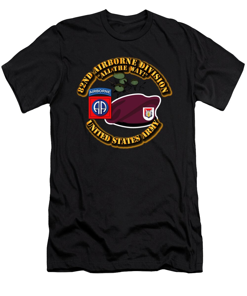 Army 82nd Airborne Div Beret Mass Tac Maroon 1 Recon Sqn 17th Cav Tom Adkins T-Shirt