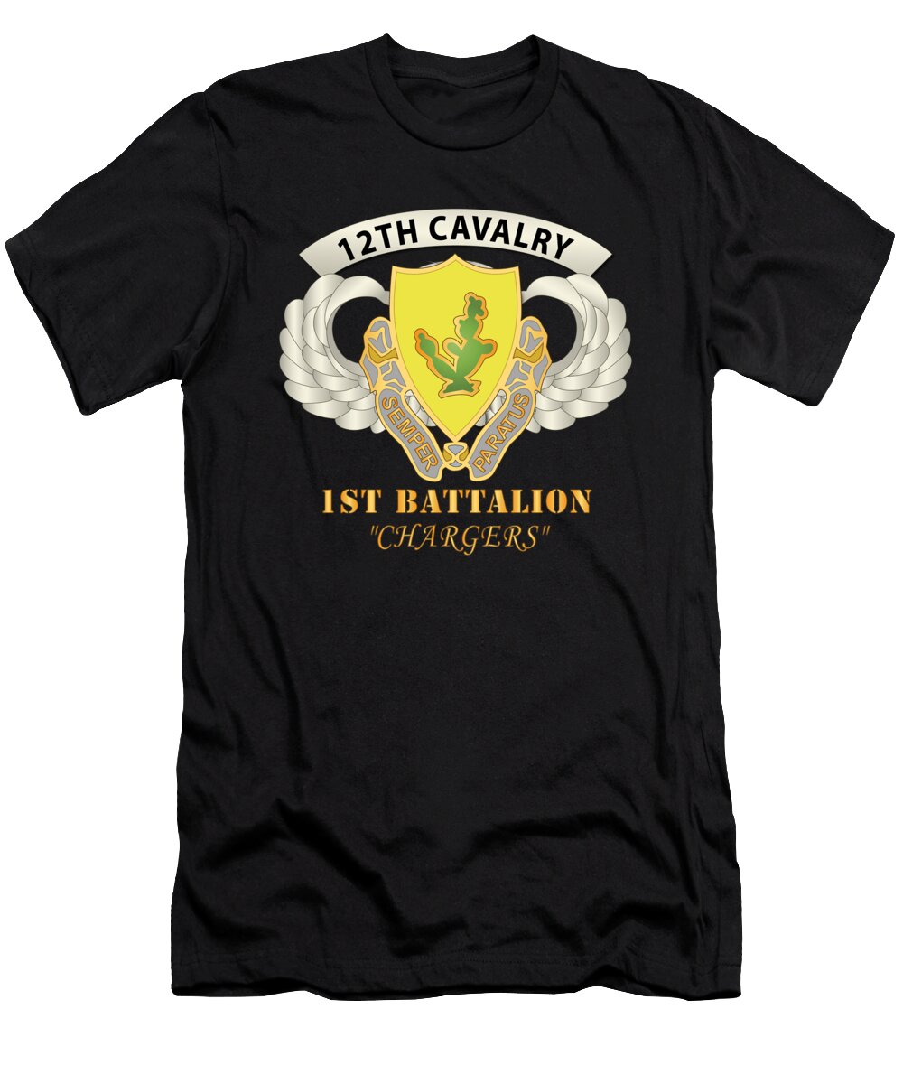 Army Airborne Badge 12th Cavalry Airborne Ssi W 12th Cav 1st Battalion Chargers X 300 Tom Adkins T-Shirt