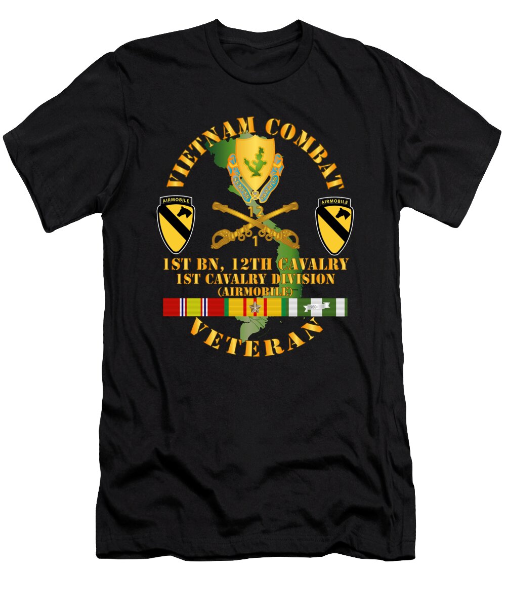 Army Vietnam Combat Cavalry Veteran W 1st Bn 12th Cav Coa 1st Cav Div X 300 Tom Adkins T-Shirt