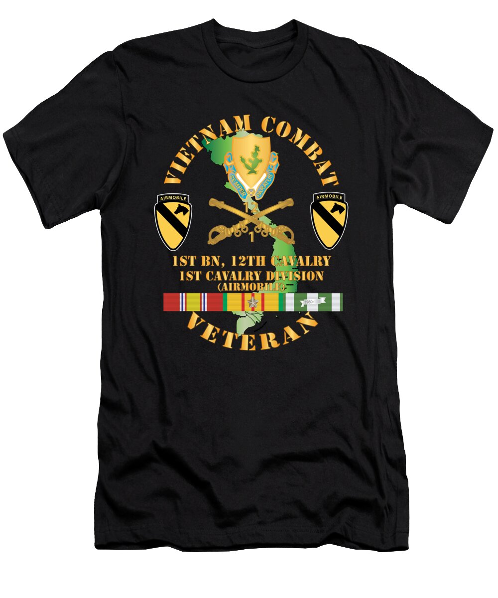 Army Vietnam Combat Cavalry Veteran W 1st Bn 12th Cav Dui 1st Cav Div X 300 Tom Adkins T-Shirt