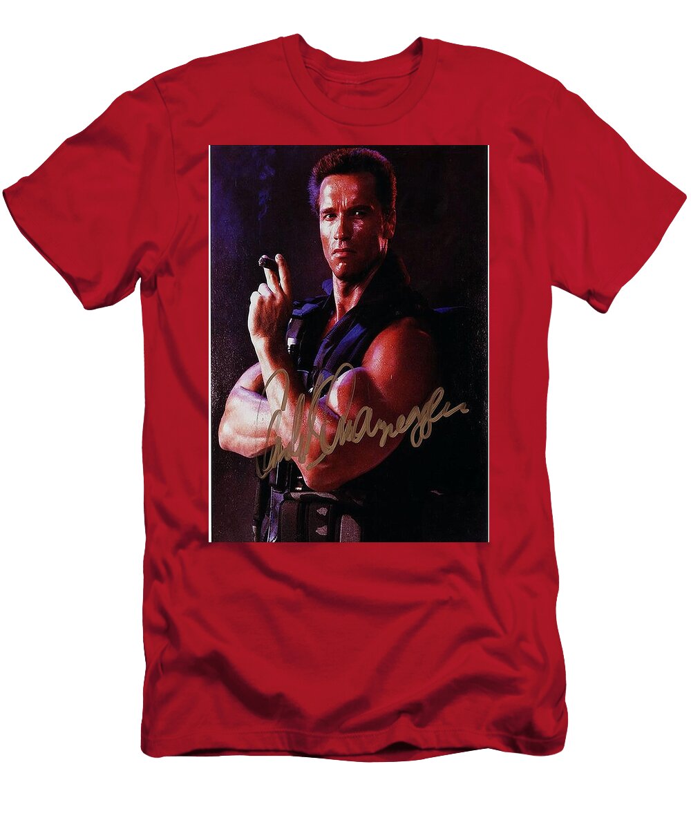 Arnold Schwarzenegger in Commando Autograph Jeramy Hinfelaar T-Shirt