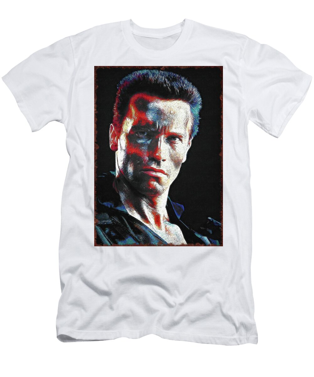 Arnold Schwarzenegger Portrait Commando Travel Poster Art Print T-Shirt