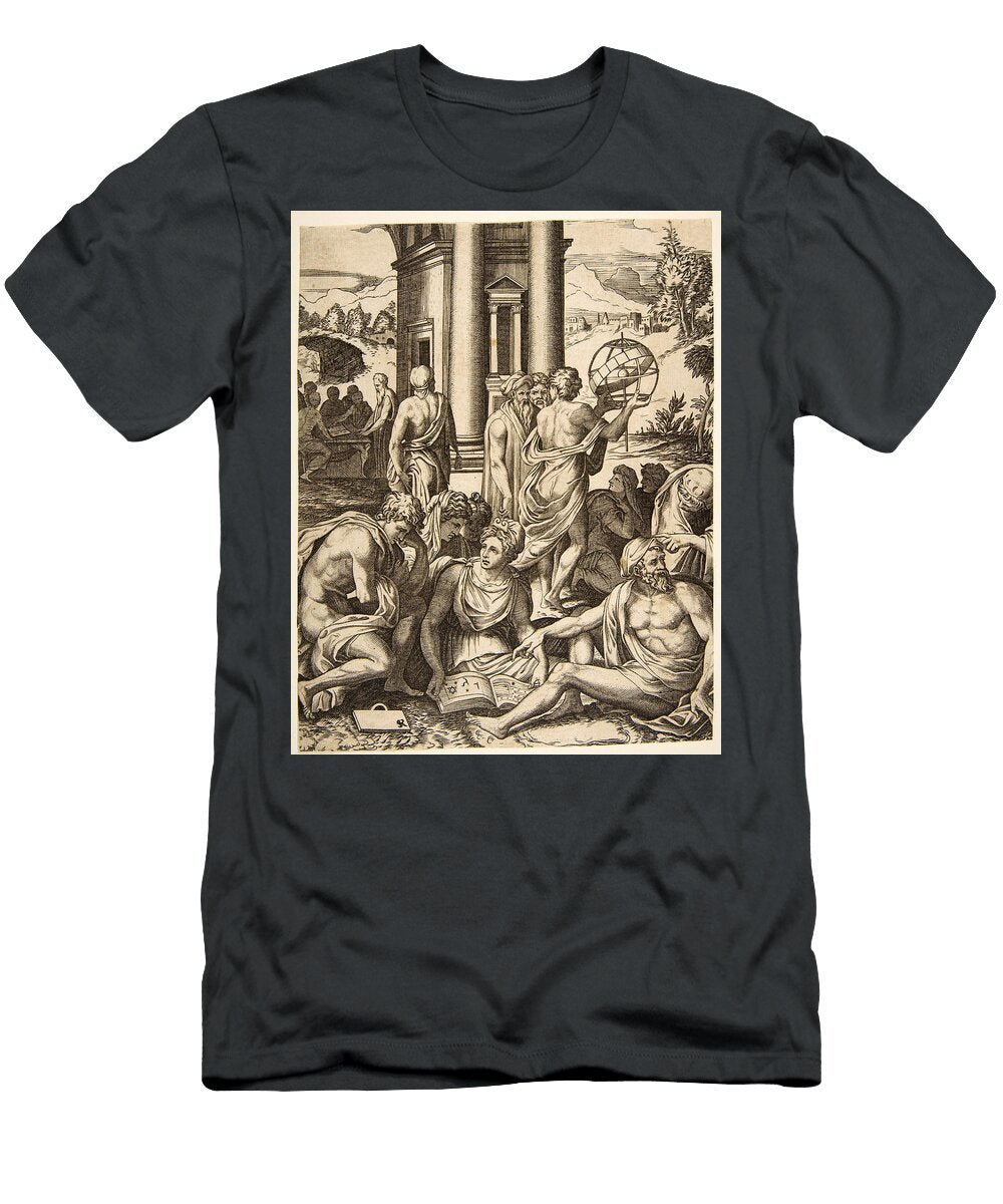 Assembly of Male and Female Scholars Gathered Around an Open Book Marco Dente T-Shirt
