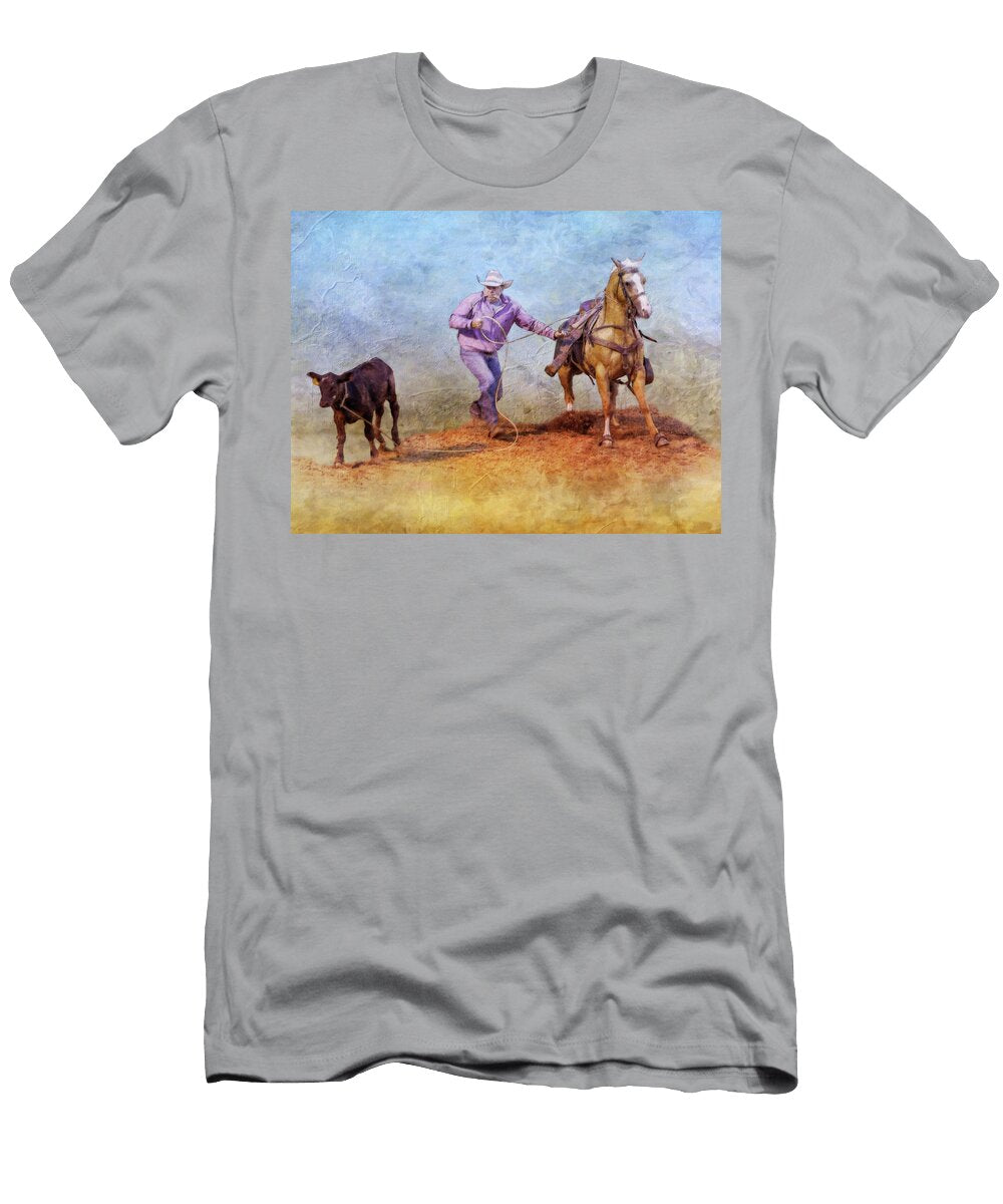At the Rodeo Cowboy Calf Roping Two Randy Steele T-Shirt