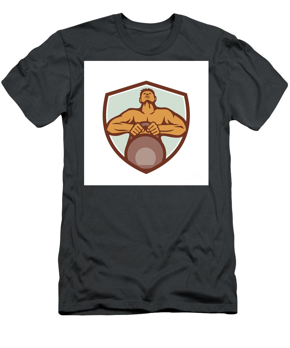 Athlete Weightlifter Lifting Kettlebell Crest Retro Aloysius Patrimonio T-Shirt