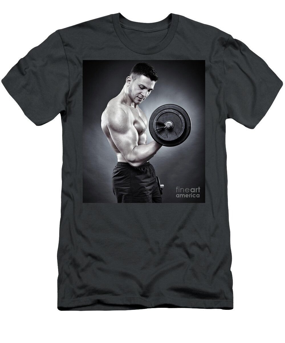 Athletic Man Working Out with Heavy Dumbbells Catalin Petolea T-Shirt