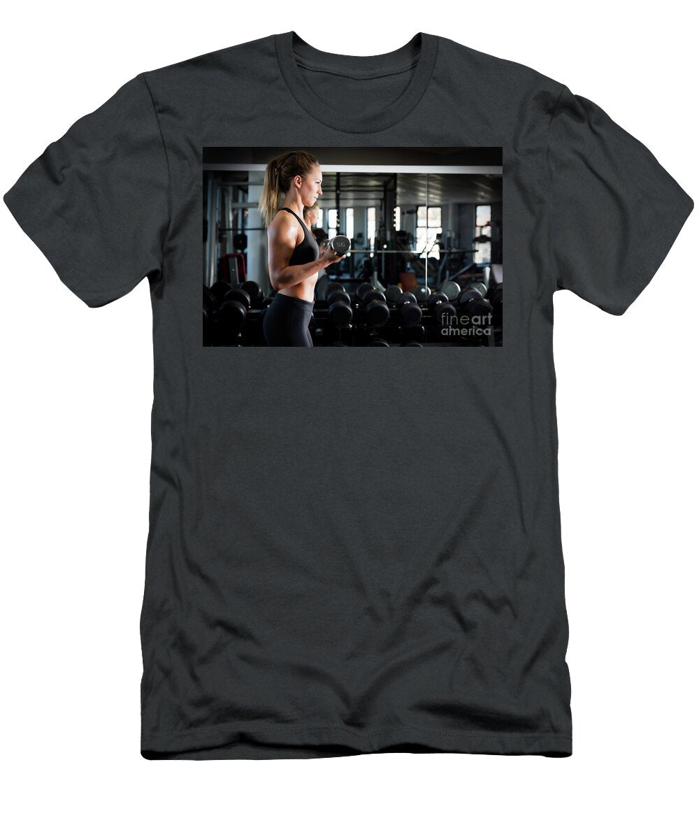 Attractive Woman Weightlifting At the Gym Michal Bednarek T-Shirt