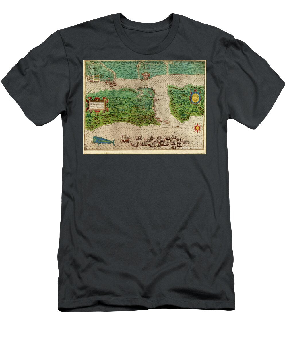 Augustine From Drakes West Indian Voyage 1585 86 1589 Baptista Boazio T-Shirt