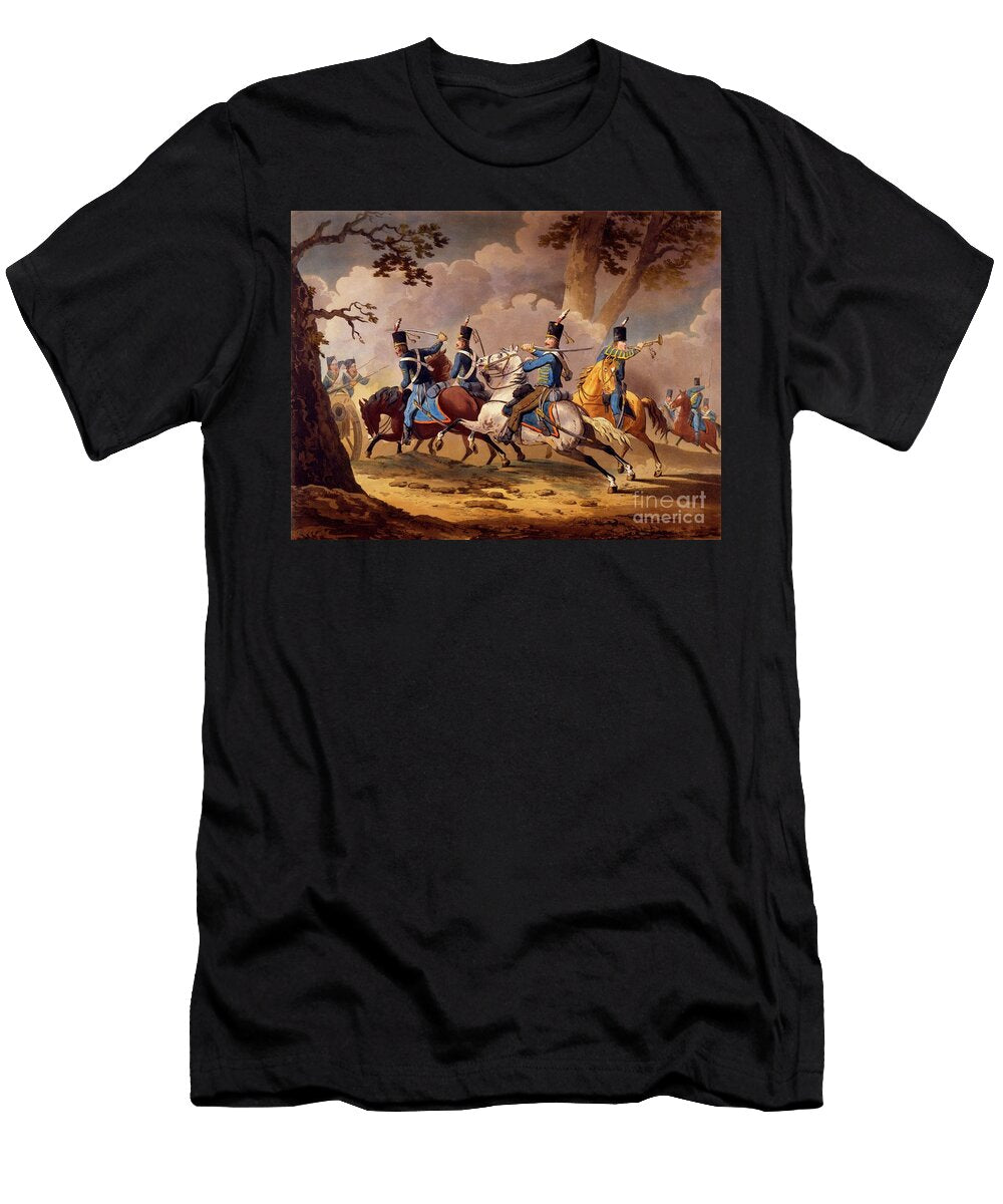 Austrian Infantry Defending Their Artillery From Prussian Hussars Napoleonic Campaigns English School T-Shirt