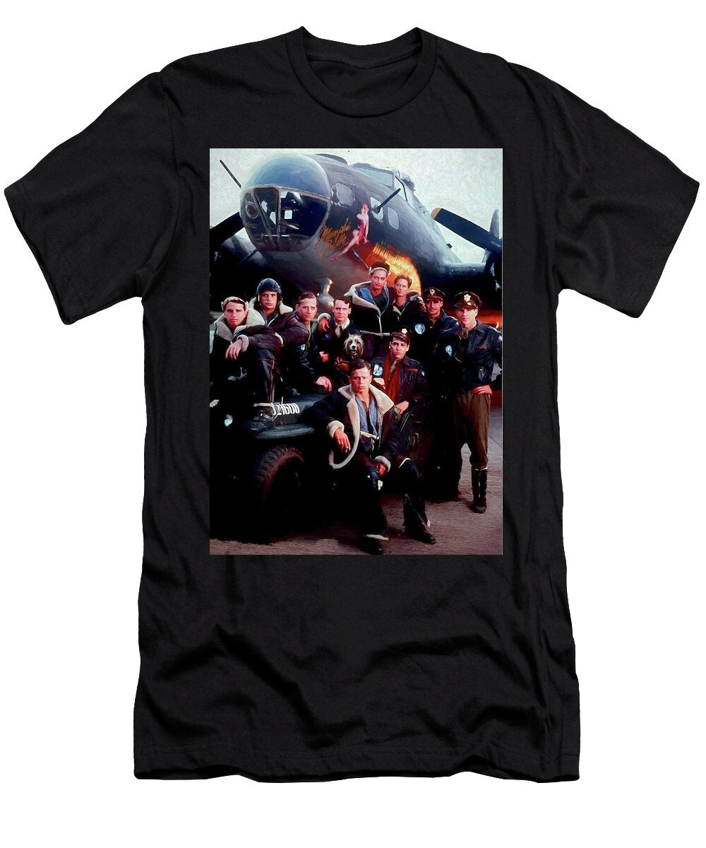 B17 Flying Fortress Memphis Belle and Movie Crew 3 Painting John Straton T-Shirt