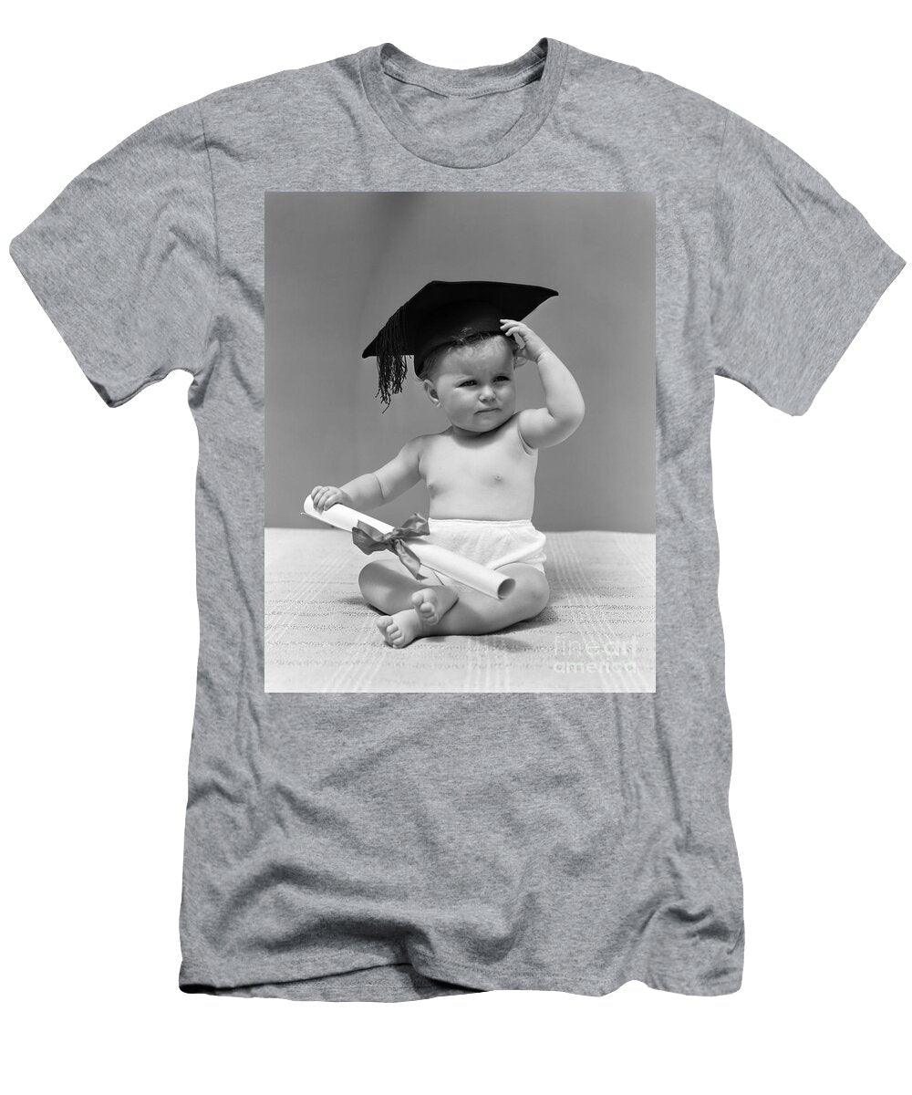 Baby with Graduation Cap and Diploma H Armstrong Robertsclassicstock T-Shirt