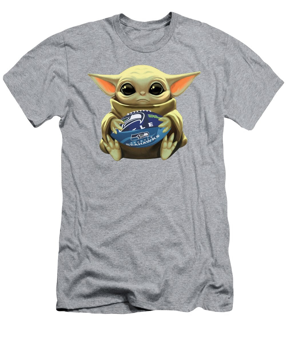 Baby Yoda Hug Seattle Seahawks for Men and Women Basic Novelty Graphic Jack Anderson T-Shirt
